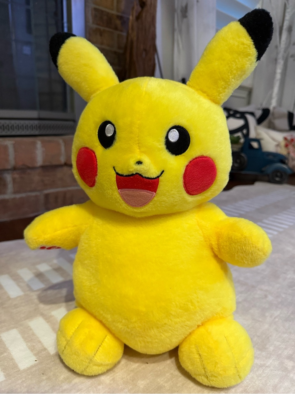 Build A Bear Pokemon Yellow Pikachu Plush with Red Cheeks and Black Ear Tips